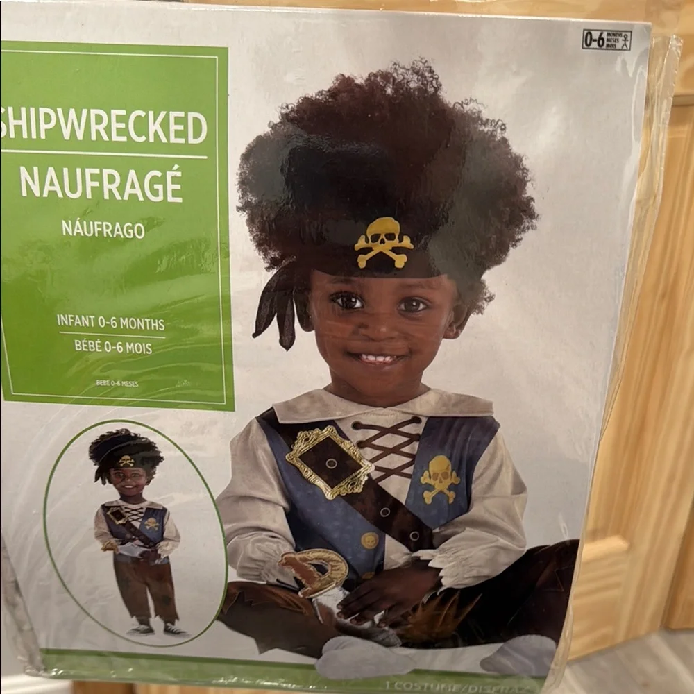 Shipwrecked Pirate Costume for Kids - Brown and White